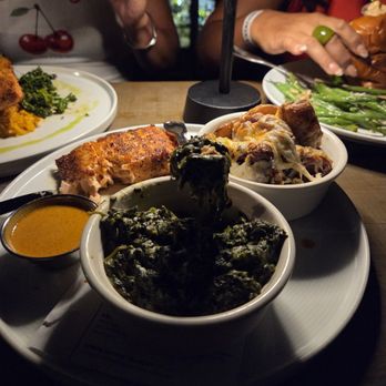 9 Mile Station - Salmon, creamed spinach,  truffle potatoes. Smash Burger, green beans, salmon, asparagus, rice. - Cocktail Bars Near Me - Atlanta, Georgia