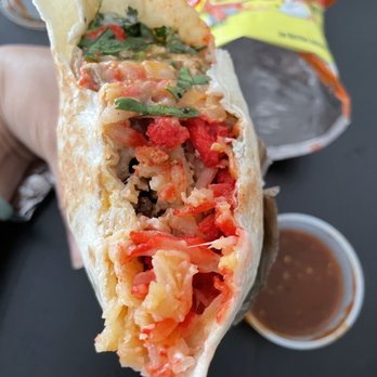 La Chaparrita - hot cheeto burrito with carne asada - Mexican Near Me - Hayward, California