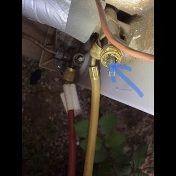 Wisdom Refrigeration, Heating & Cooling - Bubbles at test valve stem. - Heating & Air Conditioning/HVAC Near Me - Weatherford, Oklahoma Wisdom Refrigeration, Heating & Cooling - Bubbles at test valve stem. - Heating & Air Conditioning/HVAC Near Me - Weatherford, Oklahoma