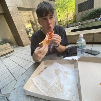 Pop's Pizza - Enjoying some Margherita slices at a nearby office building park. - Pizza Near Me - New York, New York Pop's Pizza - Enjoying some Margherita slices at a nearby office building park. - Pizza Near Me - New York, New York