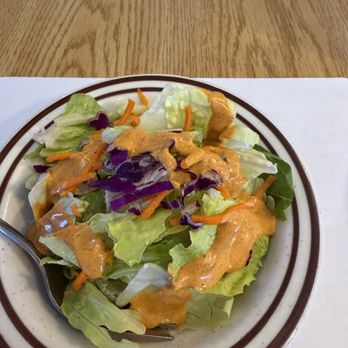 Helga's German Restaurant & Deli - House Salad with mustard dressing - German Near Me - Aurora, Colorado Helga's German Restaurant & Deli - House Salad with mustard dressing - German Near Me - Aurora, Colorado