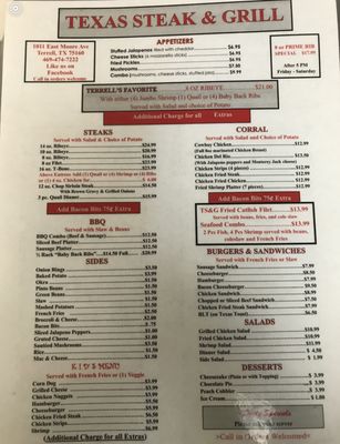 Menu photo 3 Texas Steak & Grill Terrell, TX Menu photo 3 Texas Steak & Grill Terrell, TX