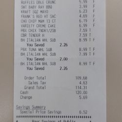 Publix - Receipt for team lunch
