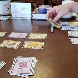 Playing Cat Lady & drinking tea & coffee.