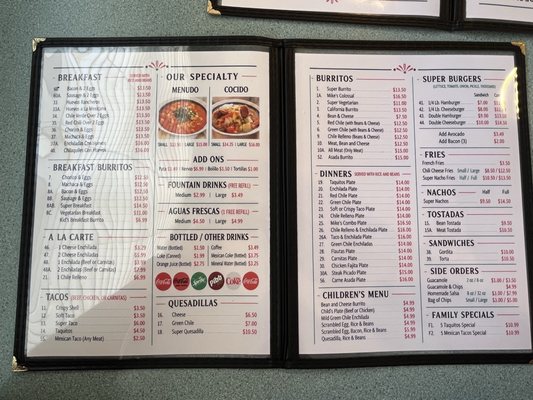 Menu photo 1 Super Burrito Whittier, CA