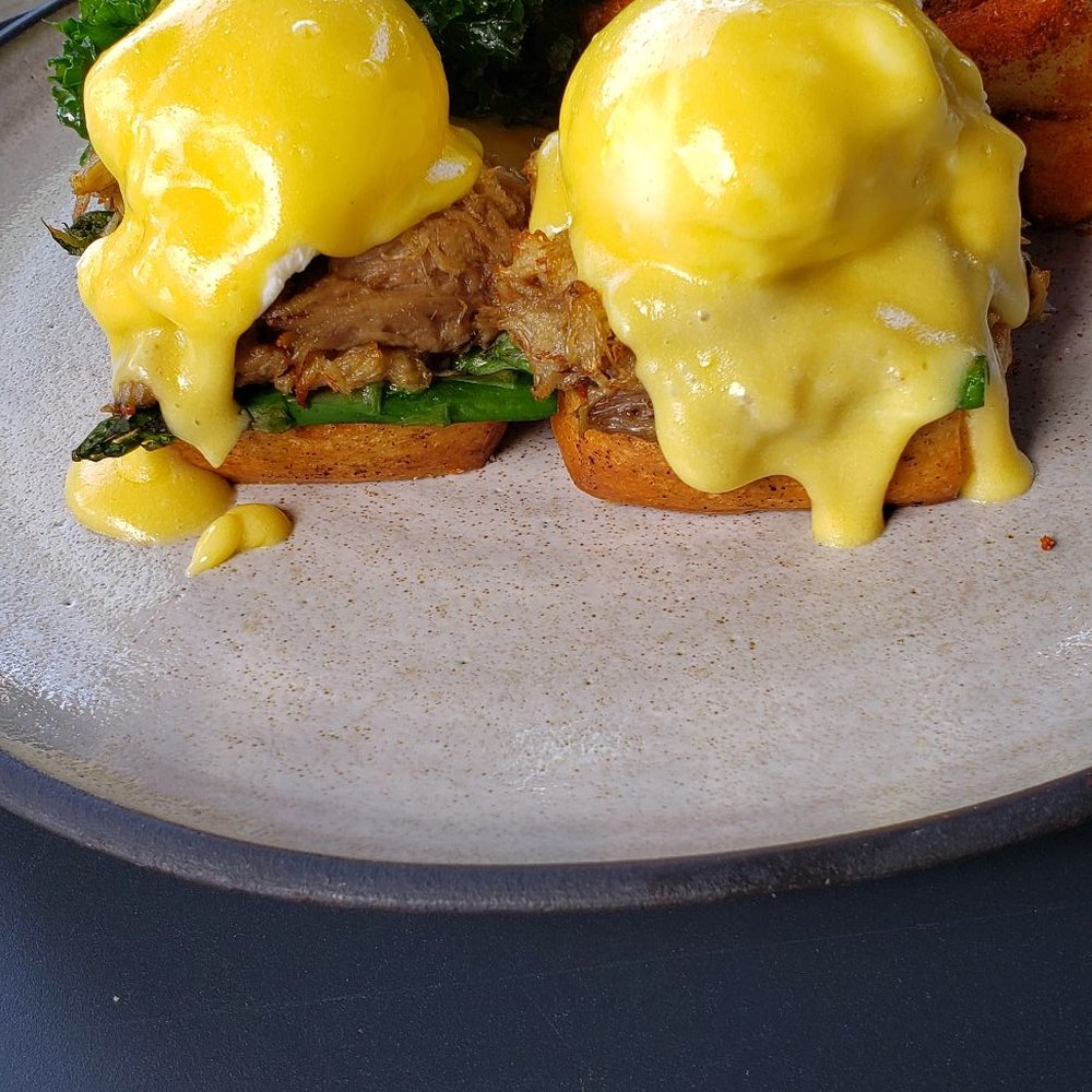 Hexagon - Duck Confit Egg Benedict - French Near Me - Oakville, Ontario Hexagon - Duck Confit Egg Benedict - French Near Me - Oakville, Ontario