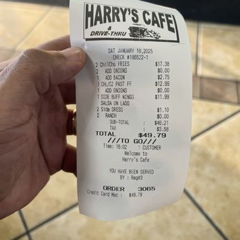 Harry's Cafe - Receipt! - American Near Me - Perris, California Harry's Cafe - Receipt! - American Near Me - Perris, California