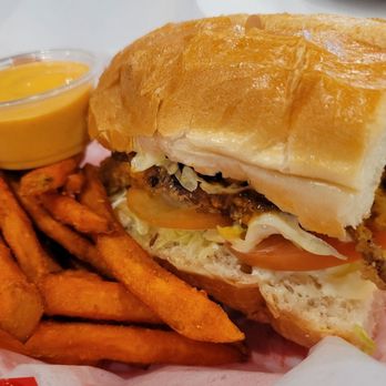 Crawfish House - Half Soft-Shell Crab po boy sandwich with yam fries, $8.99 – 3.5 Stars - Seafood Near Me - Renton, Washington