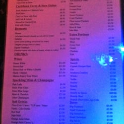 Coco's Afric-Carib Restaurant - Back of menu