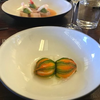 PRESS - Ricotta gundi with squash bloom and parmesan consommé. Trust me - this is insanely delicous! - Bars Near Me - St. Helena, California PRESS - Ricotta gundi with squash bloom and parmesan consommé. Trust me - this is insanely delicous! - Bars Near Me - St. Helena, California