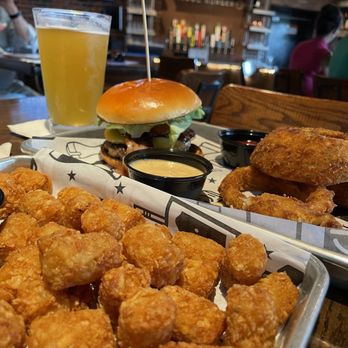 Bulldog Burger - Tots with Queso, Onion rings, hefe, and Smokehouse At Bulldog Burger Co. - Burgers Near Me - Tupelo, Mississippi