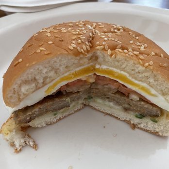Cafe Mei - Pork burger (pork patty, onion, tomato, cucumber, and egg) - Breakfast & Brunch Near Me - Fremont, California Cafe Mei - Pork burger (pork patty, onion, tomato, cucumber, and egg) - Breakfast & Brunch Near Me - Fremont, California