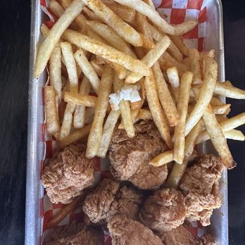 Hot Motha Clucker - Country nuggets with house sauce and fries - Chicken Shop Near Me - Thousand Oaks, California