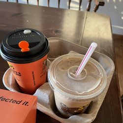 Sandy's Donuts - Vanilla latte and iced caramel latte