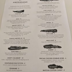 Ampersand Asian Supper Club - Front of the menu. (bonus: the back is a coloring sheet).