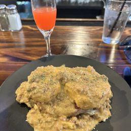 Smothered Biscuit and Gravy.  CREOLE style