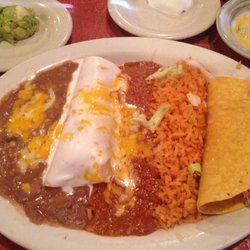 3 choice enchilada & taco combo. Was yum! Reviewers complain but this place is popping on a weekend.
