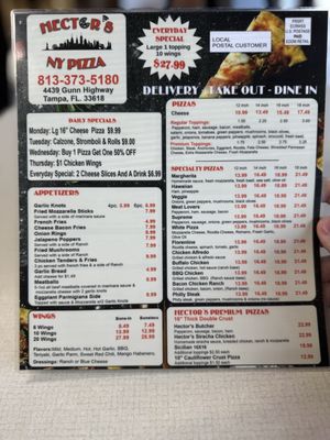 Menu photo 2 Hectors NY Pizza Greater Carrollwood, FL