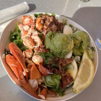 The Terrace Grille - Lobster Cobb salad, no tomatoes - Seafood Near Me - Bar Harbor, Maine The Terrace Grille - Lobster Cobb salad, no tomatoes - Seafood Near Me - Bar Harbor, Maine