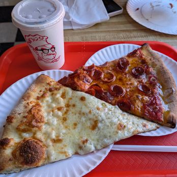 Paulie Gee's Slice Shop - (Left) The Mootz (Right) The Hellboy - Pizza Near Me - Brooklyn, New York Paulie Gee's Slice Shop - (Left) The Mootz (Right) The Hellboy - Pizza Near Me - Brooklyn, New York