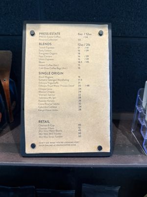 Menu photo 2 Press Coffee - the Roastery Phoenix, AZ Menu photo 2 Press Coffee - the Roastery Phoenix, AZ