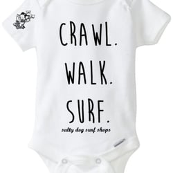 Salty Dog Surf Shop - Baby onesie available in pink and blue.