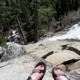 Taking a rest at the top of Cascade Falls.