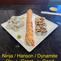 Sushi One - Ninja, Hanson, and Dynamite roll picked from lunch special.
