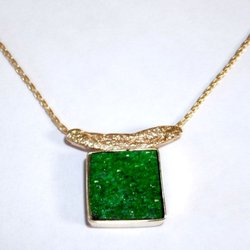 McLean Jewelry - Green Druzy and 14K gold necklace