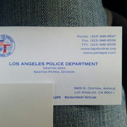 Los Angeles Police Department - Covered the Officers name since they are always rotating at the front desk.