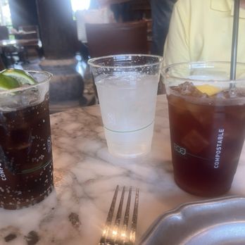 Tillie's - Tillies use of plastic glasses at indoor brunch - New American Near Me - Dripping Springs, Texas Tillie's - Tillies use of plastic glasses at indoor brunch - New American Near Me - Dripping Springs, Texas