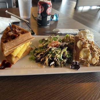 Waffletto Coffee & Waffles - Bacon egg and cheese and cream cheese waffles - Waffles Near Me - Goodyear, Arizona Waffletto Coffee & Waffles - Bacon egg and cheese and cream cheese waffles - Waffles Near Me - Goodyear, Arizona