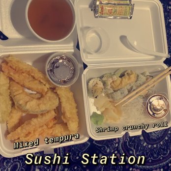 Sushi Station - Shrimp crunchy roll and mixed tempura with miso soup! - Japanese Near Me - Riverside, California
