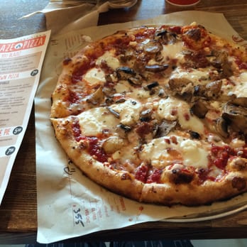 Blaze Pizza - My yummy pizza, with spicy red sauce, ALL the cheeses, bacon, mushroom, and roasted garlic. Delicious...I ate it all. - Salad Near Me - Davie, Florida Blaze Pizza - My yummy pizza, with spicy red sauce, ALL the cheeses, bacon, mushroom, and roasted garlic. Delicious...I ate it all. - Salad Near Me - Davie, Florida