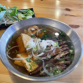 Bo Heo Pho Kitchen - Vegetarian pho (with shrimp added). Lots of portobello mushrooms! - Vietnamese Near Me - Denver, Colorado Bo Heo Pho Kitchen - Vegetarian pho (with shrimp added). Lots of portobello mushrooms! - Vietnamese Near Me - Denver, Colorado