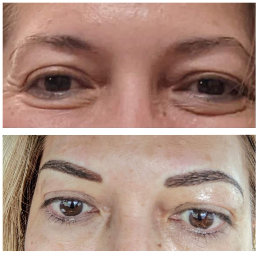 Carmen Galindo Permanent Makeup - Before & After of both brows (the shine is Aquaphor). - Permanent Makeup Near Me - Miami, Florida Carmen Galindo Permanent Makeup - Before & After of both brows (the shine is Aquaphor). - Permanent Makeup Near Me - Miami, Florida