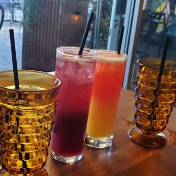 Marian Cocktails & Kitchen - Blue dream (left), Tropic ozz (right) - Cocktail Bars Near Me - Raleigh, North Carolina