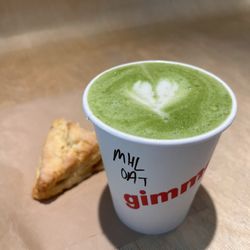 Honey Matcha Latte and Honey Apple Scone