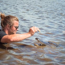 Pirate Venture - One Of our star attractions is a 10 ft... 450lbs.. female gator called Priscilla, And she is so sweet.