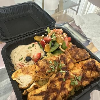 The Olive Restobar - Chicken kabob with Napa salad as a side - Mediterranean Near Me - Downey, California