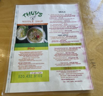 Menu photo 2 Thuy's Noodle Shop Bisbee, AZ