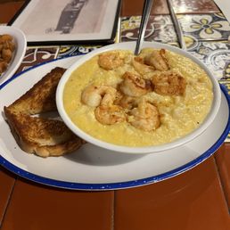 Shrimp and grits with toast. Shrimp and grits with toast.