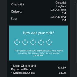 Receipt for "large" pizza Receipt for "large" pizza