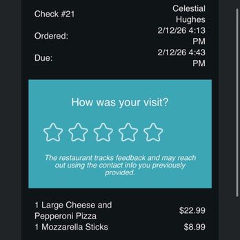 Pierce Ave Bar & Grill - Receipt for "large" pizza - Burgers Near Me - Hamburg, New York Pierce Ave Bar & Grill - Receipt for "large" pizza - Burgers Near Me - Hamburg, New York