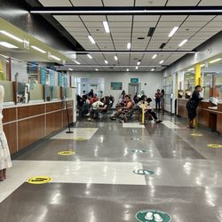Department of Motor Vehicles - 08/14/25, so many waiting, only 3 being served at the many manned windows.