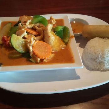 Thai Smile - Panang Curry with chicken and spring rolls - Sushi Bars Near Me - Farmington, Maine Thai Smile - Panang Curry with chicken and spring rolls - Sushi Bars Near Me - Farmington, Maine