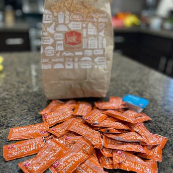 Jack in the Box - A bag full of treasured hot sauce. - Fast Food Near Me - Sonora, California Jack in the Box - A bag full of treasured hot sauce. - Fast Food Near Me - Sonora, California