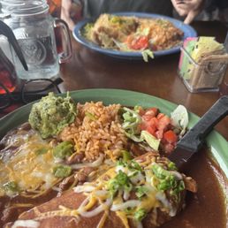 Pablo's last meal-chicken sour cream cheese enchilada and Pork green chili burrito. Pablo's last meal-chicken sour cream cheese enchilada and Pork green chili burrito.