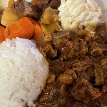 Miki's - Beef stew and sweet sour spare ribs. The ribs were not great. Very average and had choke bones. - Hawaiian Near Me - Pearl City, Hawaii