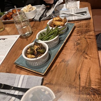 It's A Southern Thing - Brussel sprouts + green beans + potato wedges - Southern Near Me - Durham, North Carolina